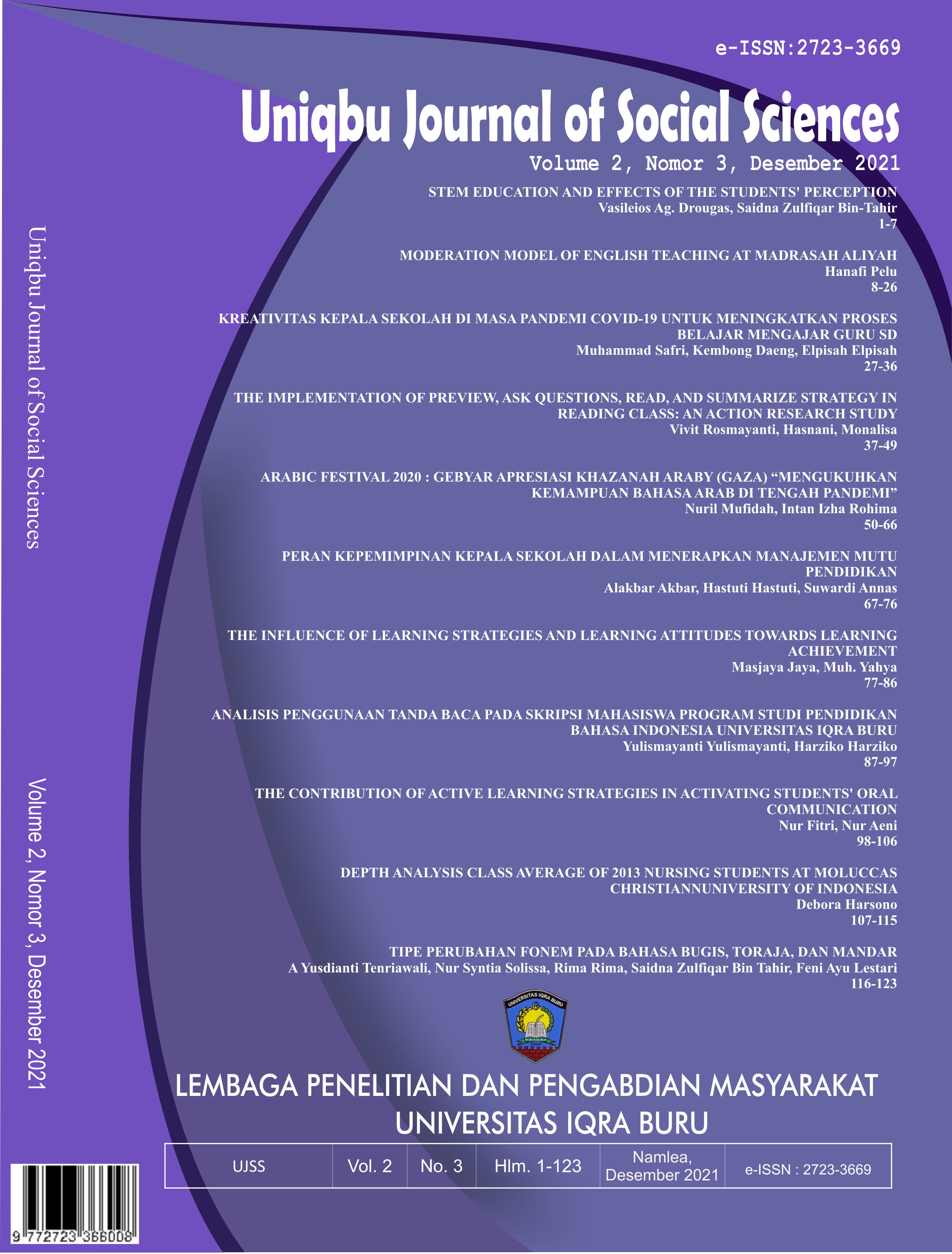 					View Vol. 2 No. 3 (2021): Uniqbu Journal of Social Sciences (UJSS)
				