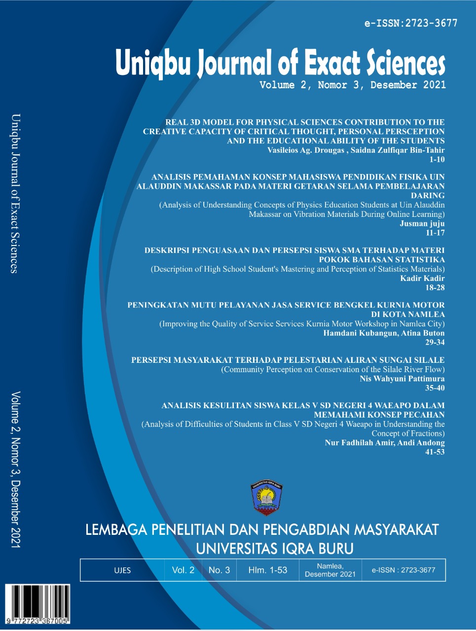 					View Vol. 2 No. 3 (2021): Uniqbu Journal of Exact Sciences (UJES)
				